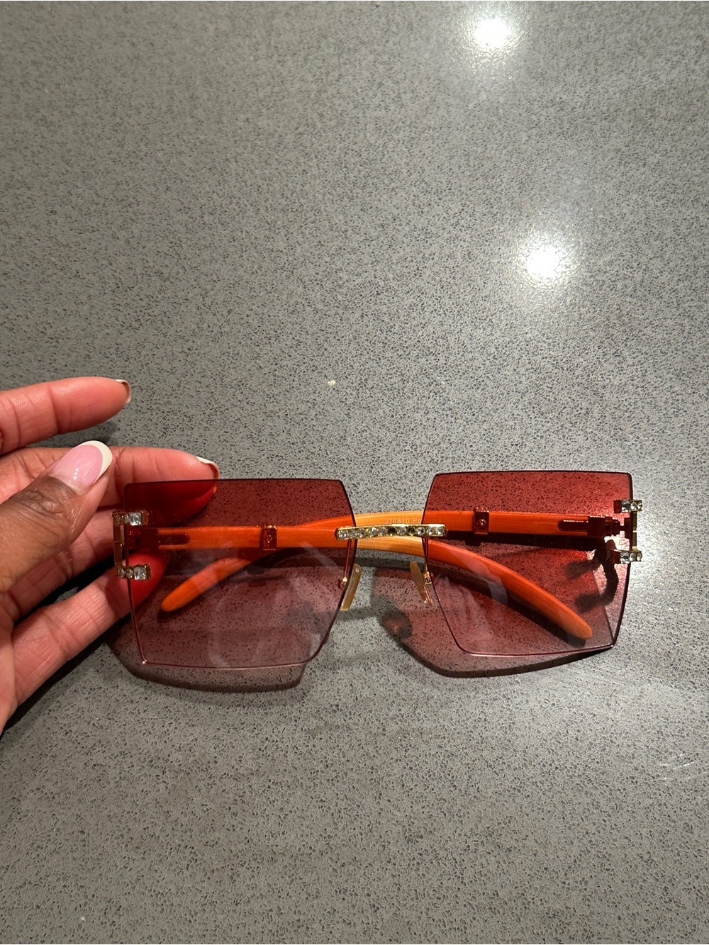 Women’s Oversized Orange Gradient Rimless Sunglasses